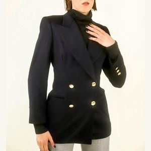Escada by Margaretha Ley Navy Wool Blazer